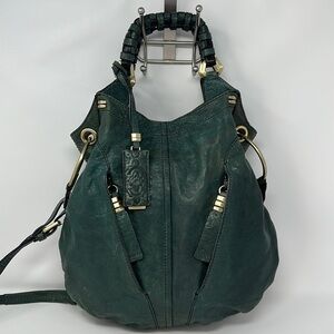 orYANY Green Leather Victoria Hobo Crossbody With Gold Hardware